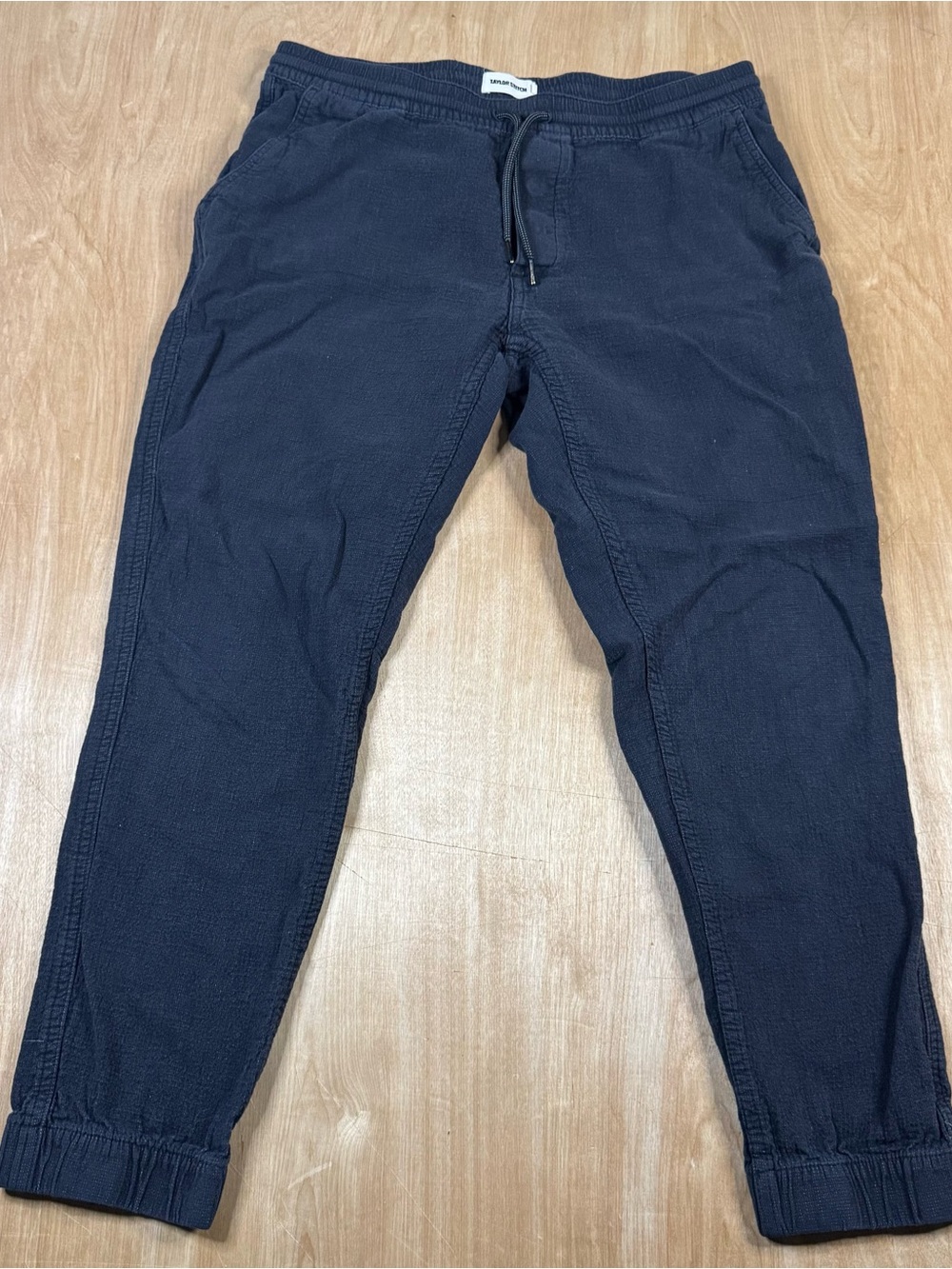 Taylor Stitch Mens Black Drawstring Straight Leg Jogger Pants Size Medium